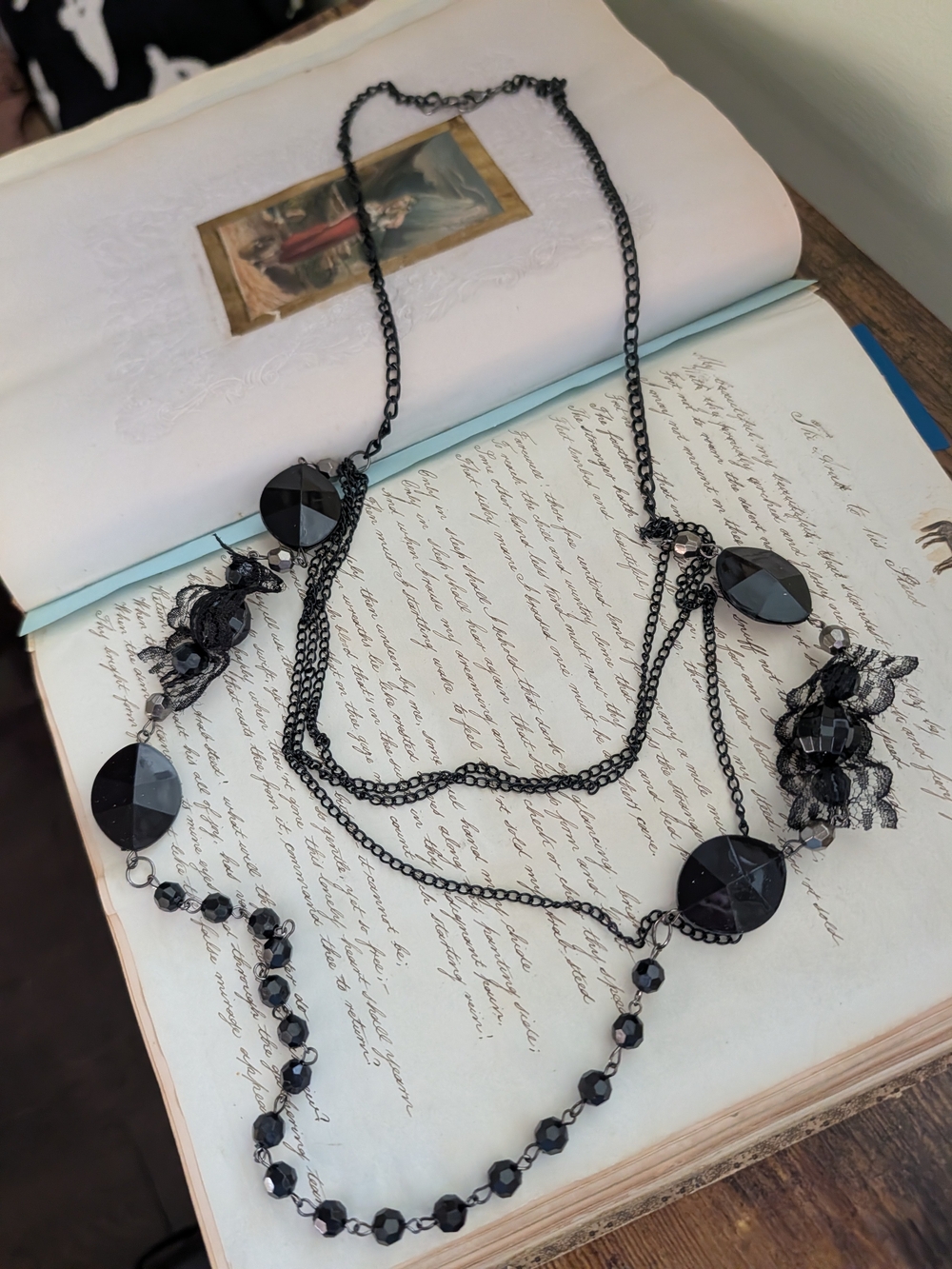 Black Layered Statement Necklace - Women Jewelry
